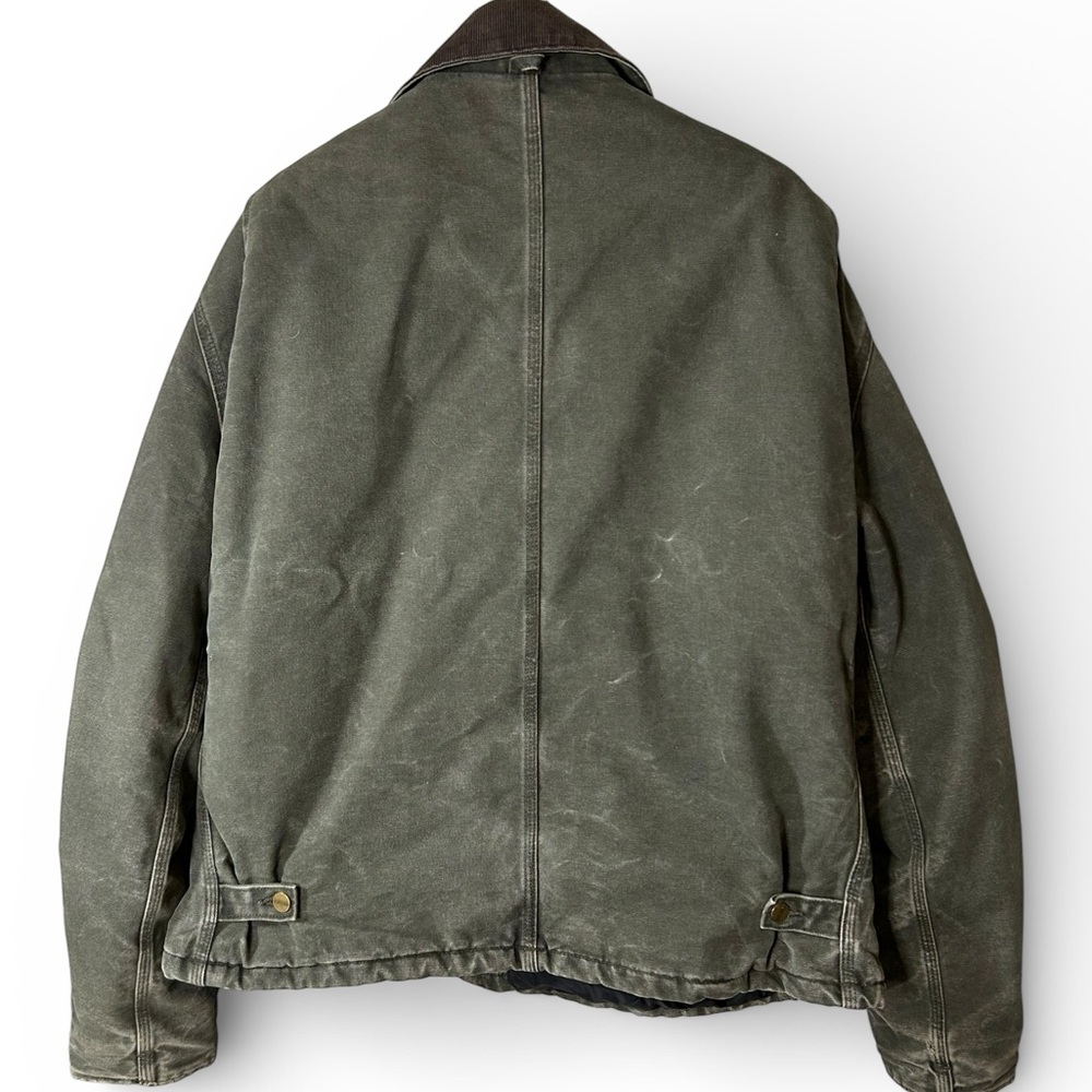 Vintage Carhartt Detroit Jacket Moss Green Duck Canvas Workwear XL - Picture 3 of 14